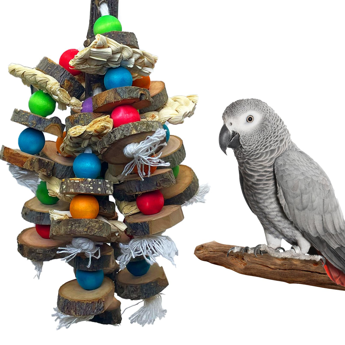 PINVNBY Macaw Toys, Extra Large Parrot Toys, Natural Wood Bird Chewing Toys for Large Birds Parrots African Grey Macaws Cockatoos Parkeets Eclectus Parrots