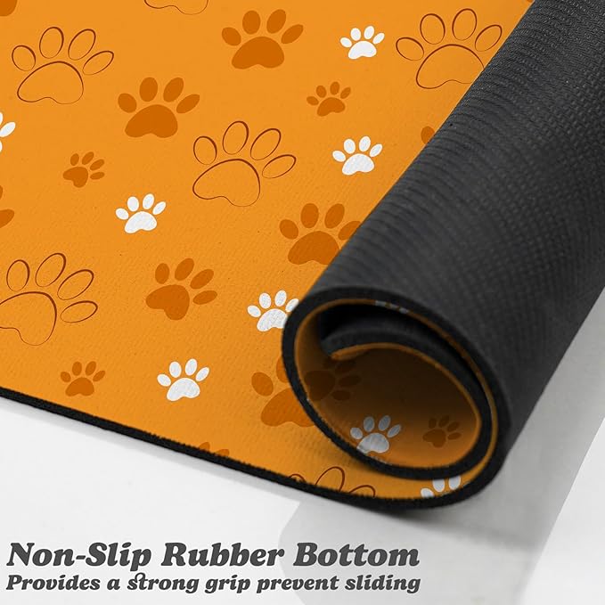 Dog Food Mat, Absorbent Water Bowl Mats Cat Pet Feeding Placemats Orange 12 * 20 inch
