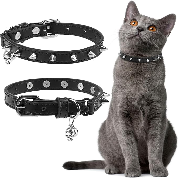 EXPAWLORER Leather Cat Collar for Girl Boy Cats