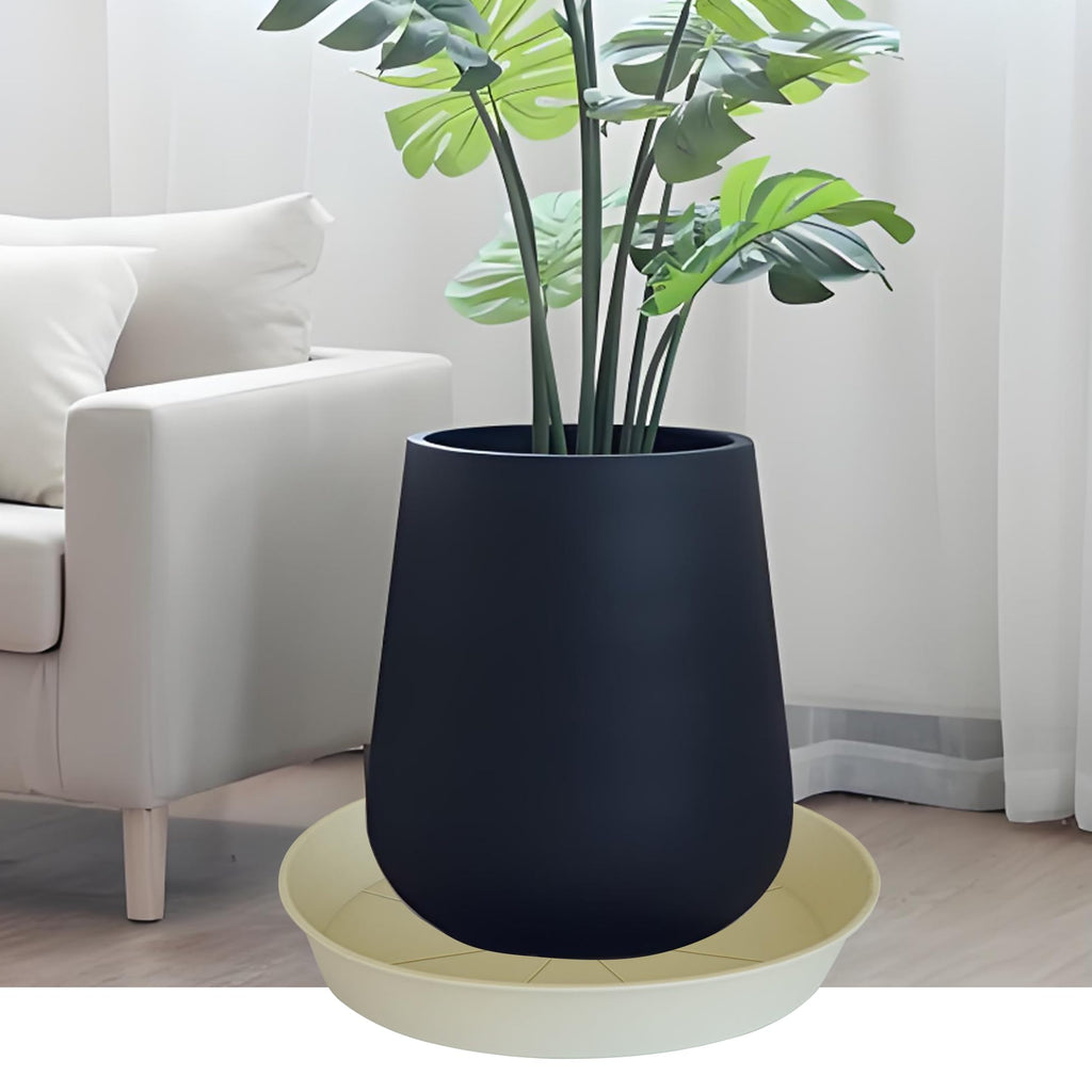 Bleuhome 2 Pack of 16 17 inch Plant Saucer (15 inch Base), 2.3" Depth, Plant Trays for Pots, Plastic Plant Saucers for Indoors, Bird Bath Bowls, Flower Pot Drip Trays for Planter (17", Beige)