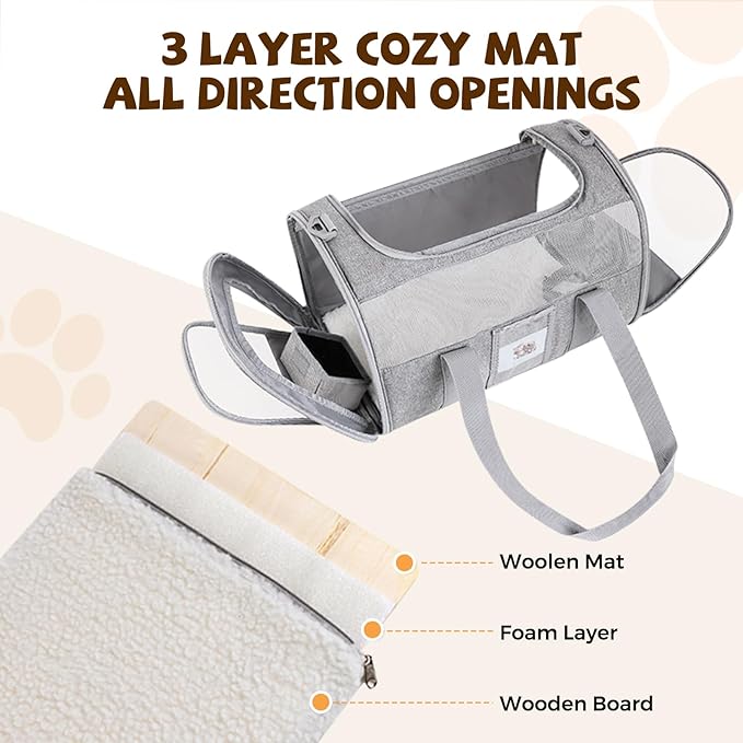 Soft-Sided Cat Carrier,Pet Travel Bag (Up to 16 Lbs)