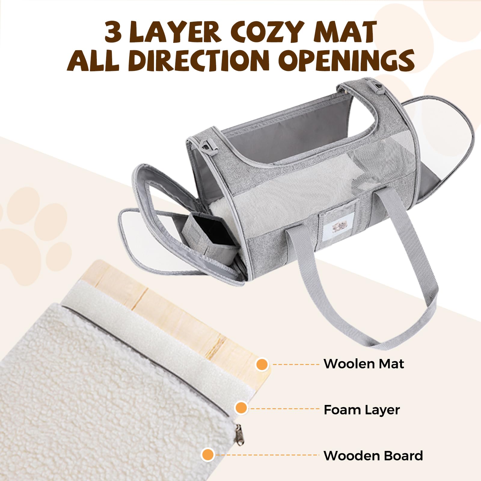 Soft-Sided Cat Carrier,Pet Travel Bag (Up to 16 Lbs)
