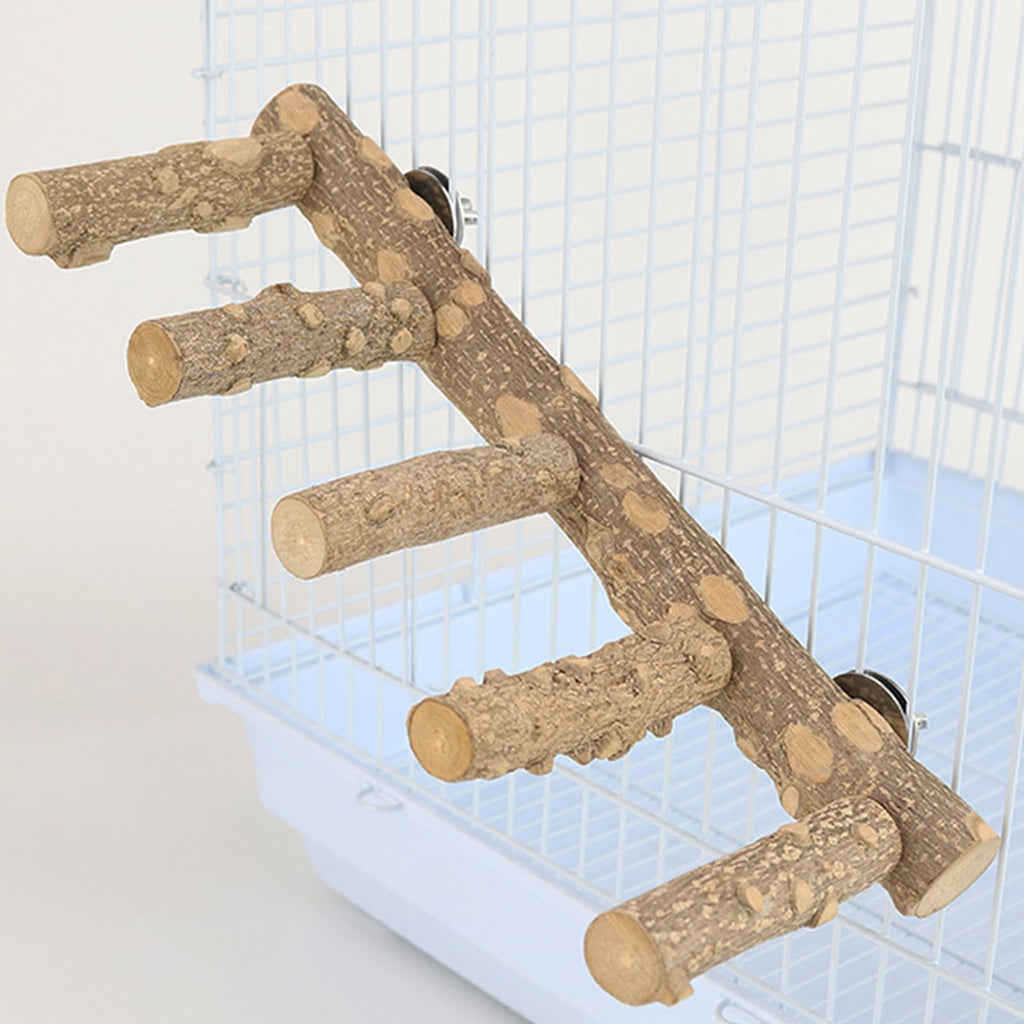 Bolagar Bird Parrot Ladder Perch for Cage, Nature Wooden Bird Bridge Exercise Stands Parrot Climbing Chewing Toys for Small Animal