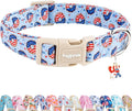 Faygarsle Patriotic Dog Collar, 4th of July Design, American Flag Pattern, Light Blue Summer Design for Small Medium Large Dogs, XS