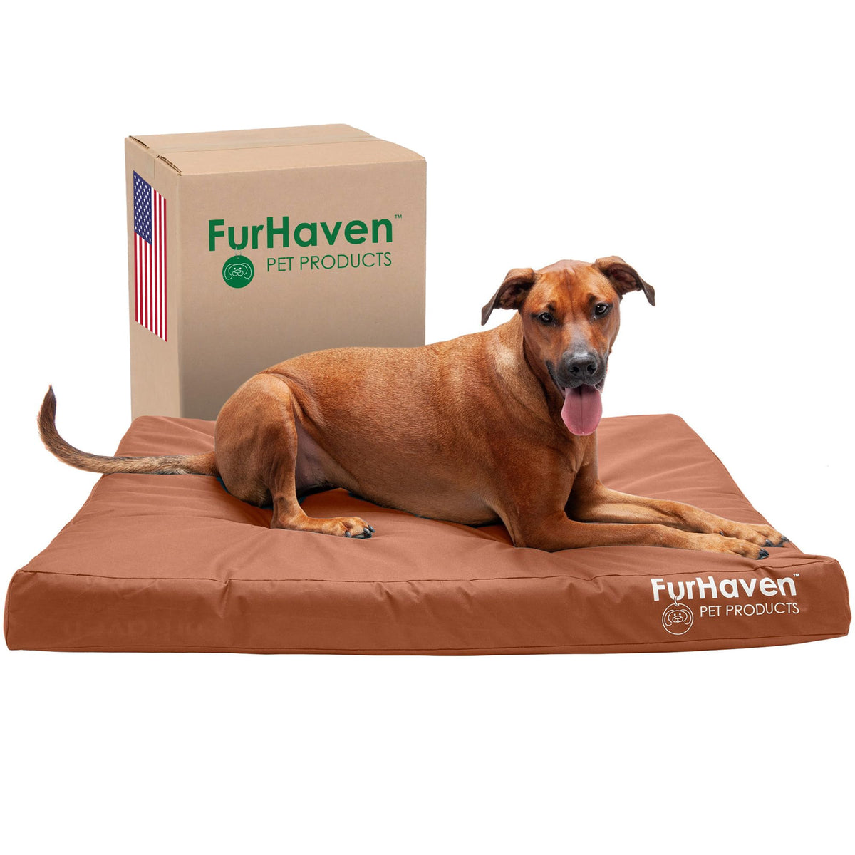 Furhaven Water-Resistant Orthopedic Dog Bed for Large Dogs w/ Removable Washable Cover, For Dogs Up to 125 lbs - Indoor/Outdoor Logo Print Oxford Polycanvas Mattress - Stone Gray, Jumbo Plus/XXL