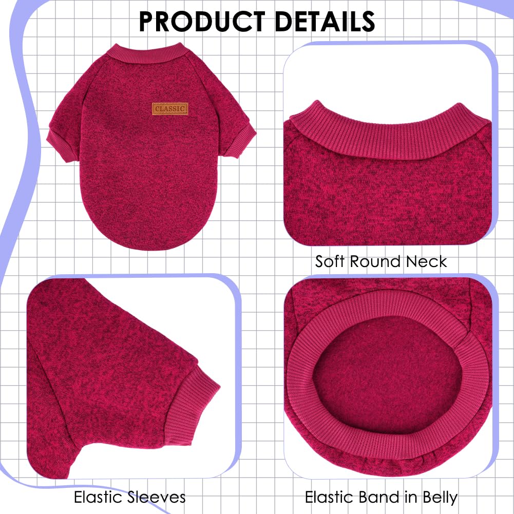 3 Pack Dog Sweaters for Small Dogs Girl Boy Winter Fleece Clothes Warm Soft Dog Sweatshirt Outfit for Dogs Cats Pet Apparel