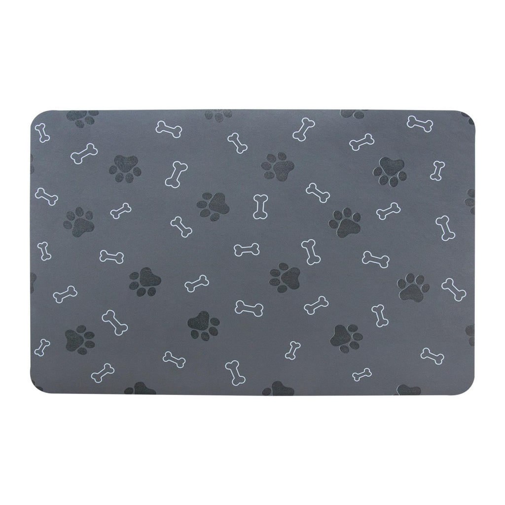 Pet Cat Dog Food Mat Non Slip Mat for Dog Water Bowl Mat Quick Dry Absorbent Cat Feeding Mat, 18.1 * 11.8 in, Dark Grey