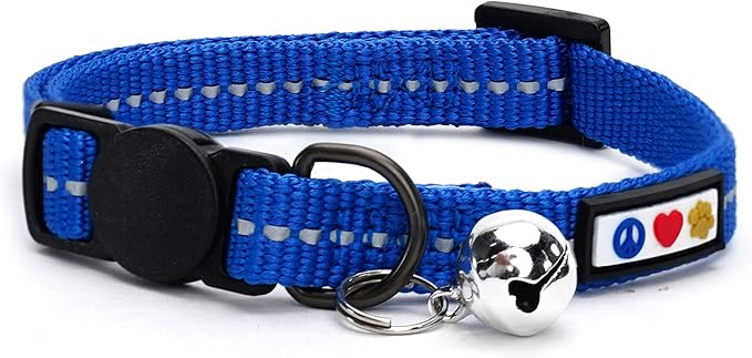 Pawtitas Personalized Cat Collar with Breakaway Safety Release Buckle Adjustable Length | Cat Collar with Custom Embroidered for Your Pet's Name and Phone Number | Grey Cat Collar with Removable Bell