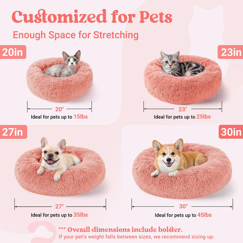 rabbitgoo Calming Cat Beds for Indoor Cats, 20 inches, Pink