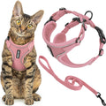 Voyager Escape-Proof Step-in Lock Cat Harness & 5ft Neoprene-Handle Leash Set All-Weather Mesh with Reflective Stitching for Small to Large Cats by Best Pet Supplies, Pink (327), S
