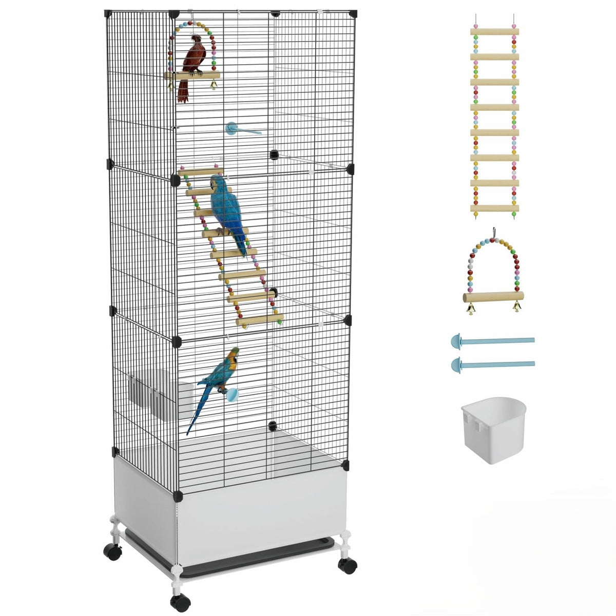 STILLCOVE Large Flight Bird Cage, with Bowls & Perches & Ladder & Swing