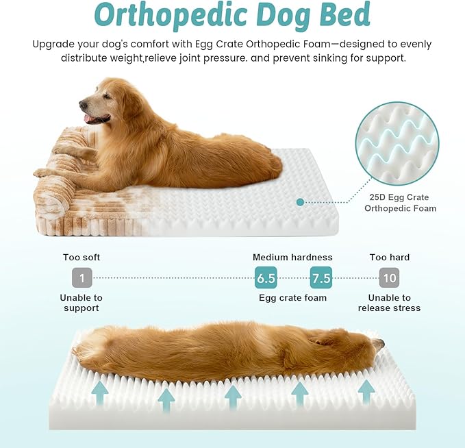 Cute Dog Bed for Small Dogs, Faux Rabbit Fur Orthopedic Foam Dog Bed with Sides, Removable Washable Cover & Waterproof Lining, Comfortable Pet Couch, Tie-Dye Brown (30" L x 20" W x 6" Th)