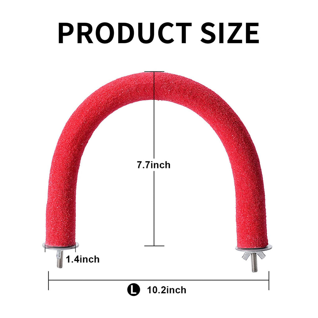 FrgKbTm U Shape Parrot Perch Stand Toy Bird Platform Sand Paw Grinding Clean Stick Exercise Conure Budgie Cockatiel Cage Accessories (Red)