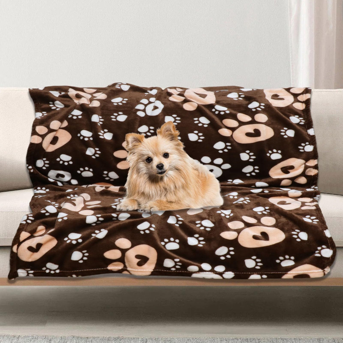 Gowyeg Dog Blanket for Small Medium Dogs 41"x31", Soft Reversible Cute Paw