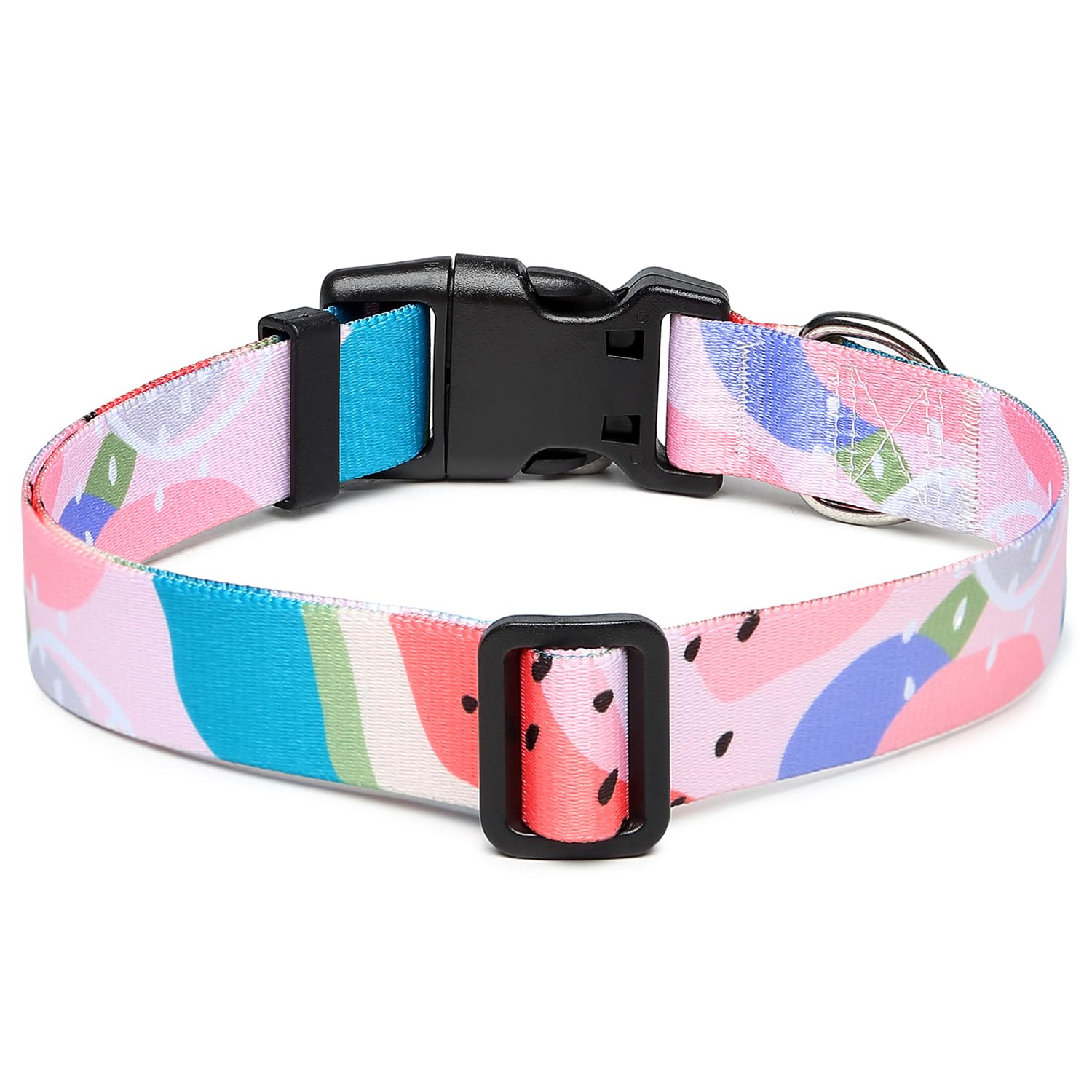 Mercano Adjustable Dog Collar - Special Design Patterns, Soft Nylon Comfortable Durable Pet Collar for Small Medium Large Dogs (L, Watermelon)