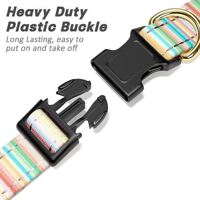 TMOODEL Reflective Dog Collar, Cute Dog Collar for Small Dogs, Soft Nylon Puppy Collar for Boy and Girl Female Dogs, Adjustable Pet Collars with Quick Release Buckle, Colorful Watercolor Art