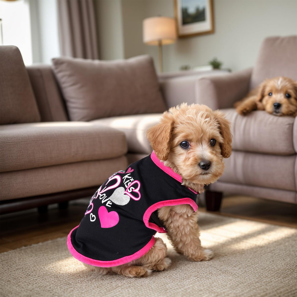 Pistha 4 Pack Dog Shirts Summer Printed Puppy Clothes Cute Sleeveless Pet T Shirts Dog Clothes for Small Medium Dogs Cats Girl(L)