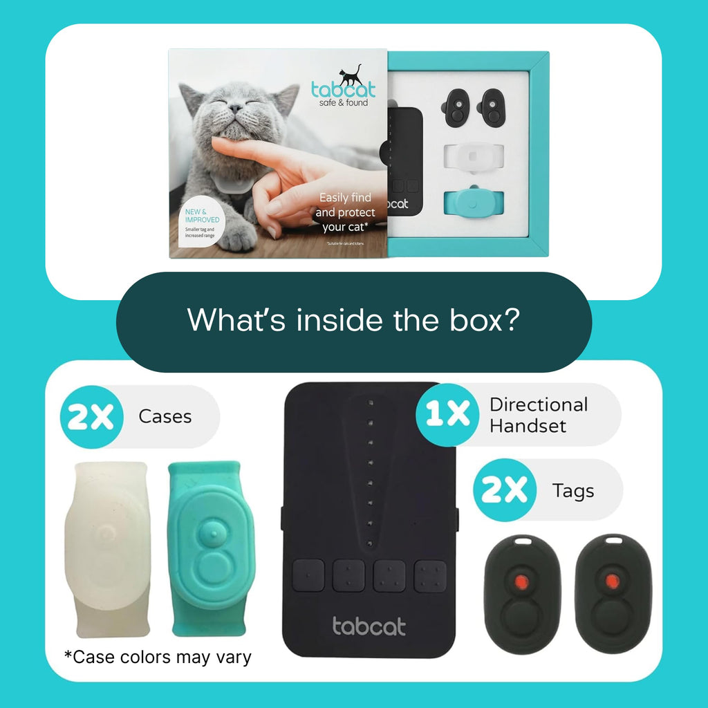 Tabcat V2 Cat & Kitten Tracker - More Accurate Than GPS - No Monthly Fee or Subscription - Includes 2 Homing Tags - Up to 150m Range - Small & Lightweight Tags Perfect to Find Indoor & Outdoor Cats
