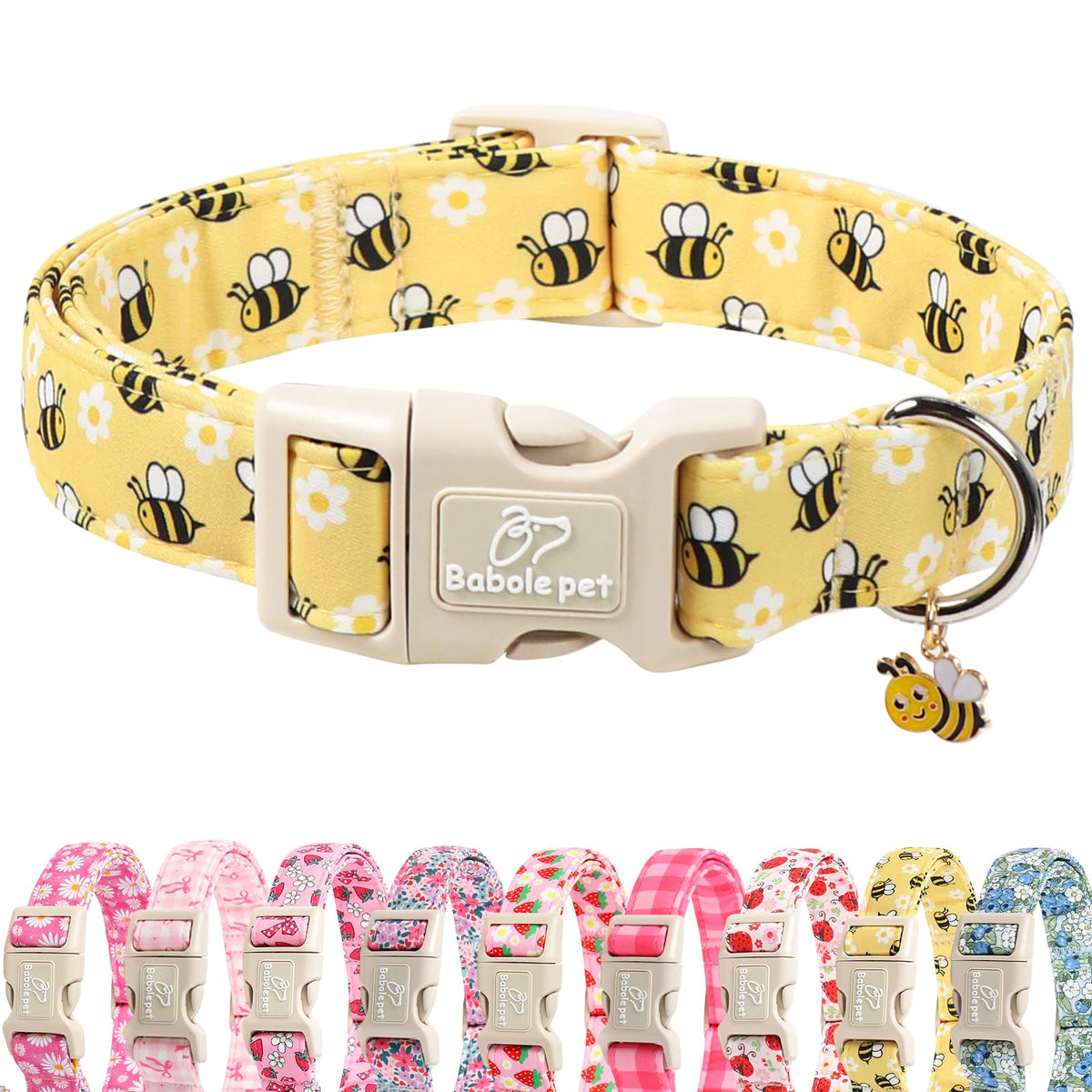 Babole Pet St Patricks Day Dog Collar for Small Dogs - Lucky Flower Shamrock Green Dog Collars, Cute Irish Clover Puppy Collar with Quick Release Buckle for Girls&Boys Dogs XS
