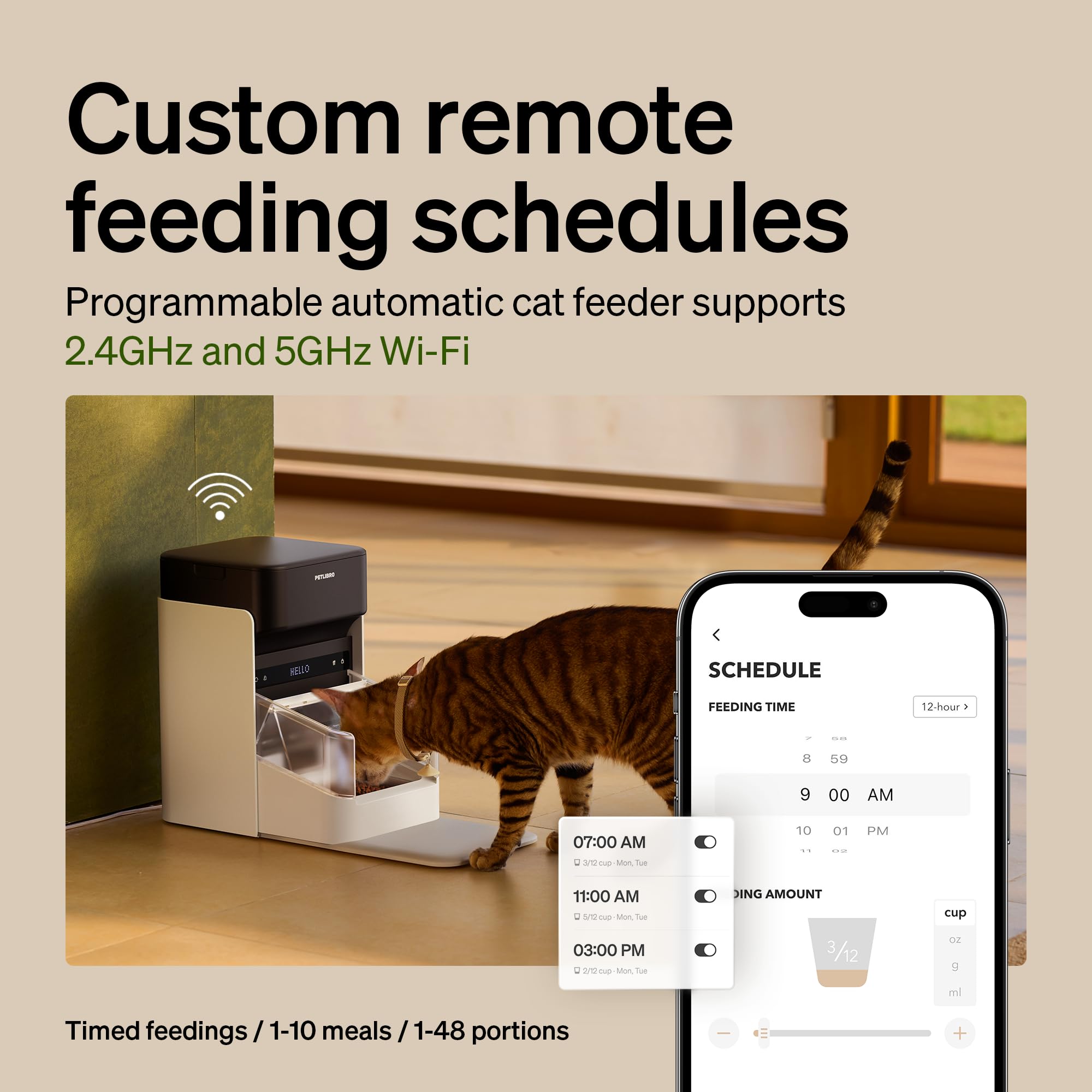 PETLIBRO Automatic Cat Feeders for 2 Cats, RFID Collar Tag for Exclusive Meals, Cats Recognition to Stop Food Stealing, Diet Tracking for Multi-Pet Homes and Different Diets, Pet Feeder Pack of 2