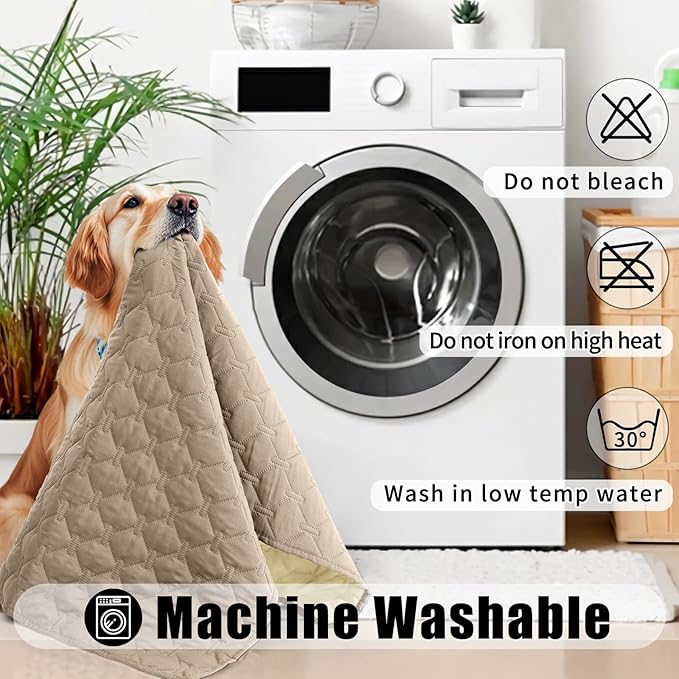 Smiry Waterproof Dog Bed Cover Blanket, Soft Reversible Pet Blanket, Washable Leakproof Cats Dogs Couch Cover for Sofa, Couch, Furniture (82x120 Inch, Taupe/Beige)