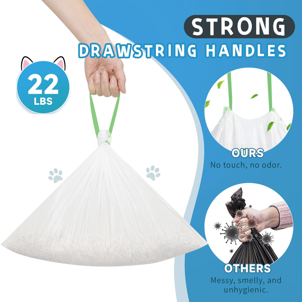 20 Count Cat Litter Box Liners Bag Compatible with Meo Want Self-cleaning Cat Litter Box MW-SC01 MW-SC02 MW-LR01, Leak-Proof Drawstring Bags - Heavy Duty Replacement Liners 18" x 12.6"