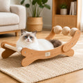 RizzQi Sisal Cat Scratcher Bed with 3 Balls, Wood Hammock for Indoor Cats
