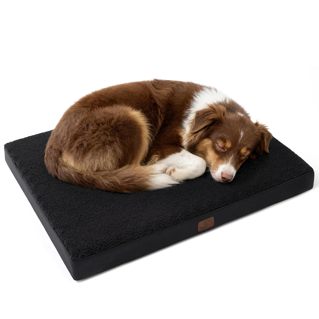 Bedsure Washable Dog Beds Large Sized Dog with Comfy Sherpa, 36x27in Black