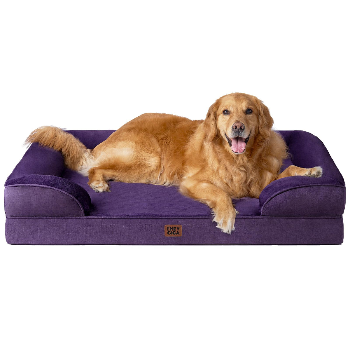 EHEYCIGA Orthopedic Dog Beds for Large Dogs, Waterproof Memory Foam Large Dog Bed with Sides, Non-Slip Bottom and Egg-Crate Foam Pet Couch Bed with Washable Removable Cover, Grey