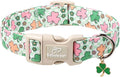 St Patricks Day Dog Collar for Large Dogs - Cute Pastel Lucky Clover Dog Collars, Lightweight Adjustable Irish Green Festival Dogs Collars with Quick Release Buckle L