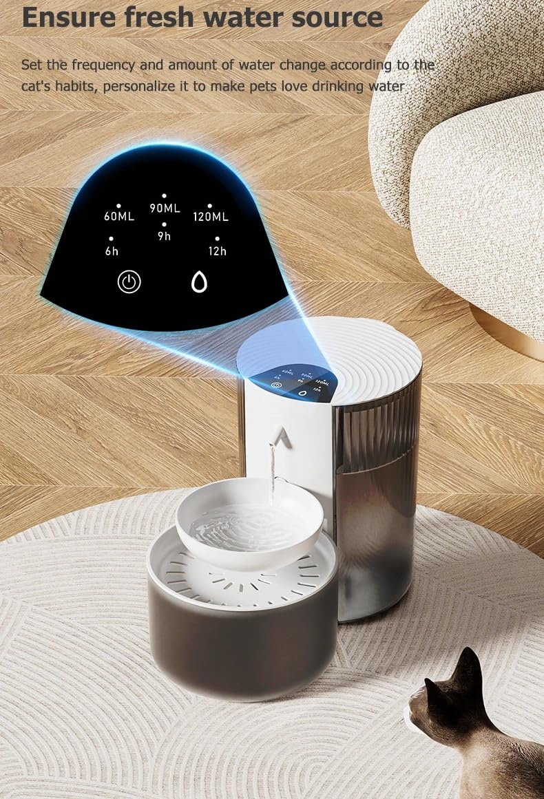 Wireless Cat Water Fountain Cordless No Filters, Pet Water Fountains