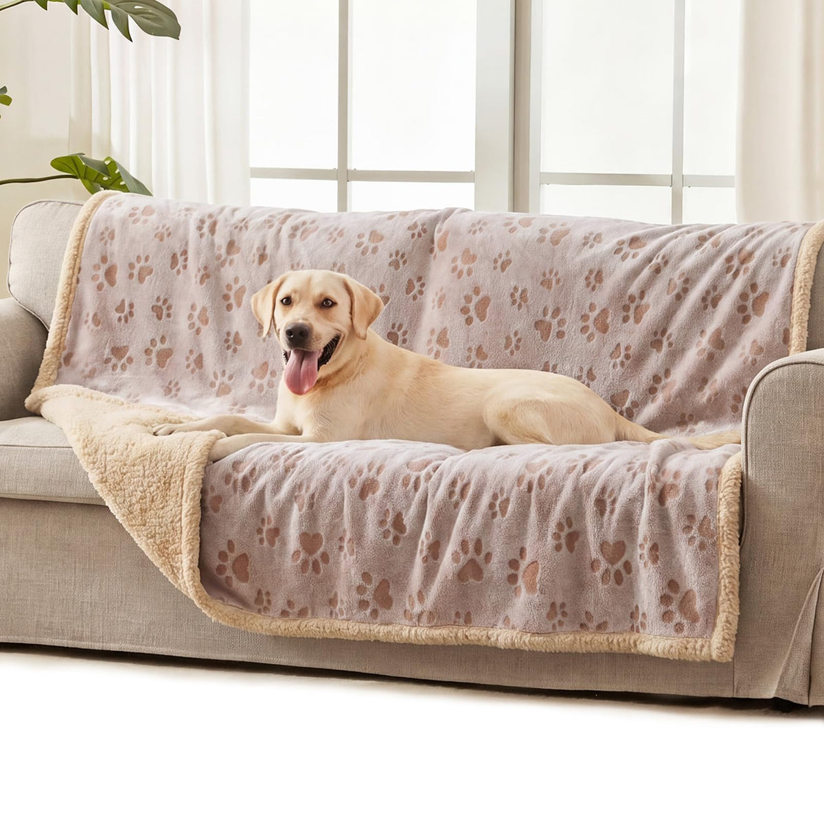 Luciphia Waterproof Dog Blanket Reversible Sherpa Fleece for Large Dogs Cat