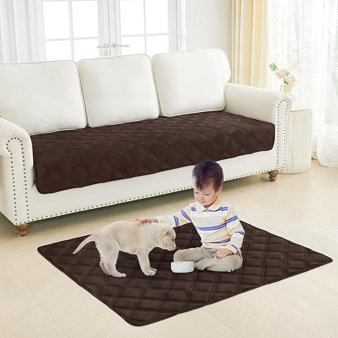 Smiry Waterproof Dog Bed Cover Blanket 52x82, Soft Reversible Pet Blanket, Washable Leakproof Cats Dogs Couch Cover for Sofa, Couch, Furniture, Chocolate/Chocolate