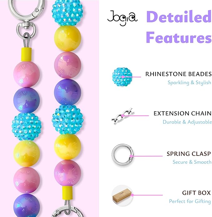 JOGIA Beaded Dog Necklace Collar, Adjustable Jewelry-Inspired Design with Sparkle Beads (Iridescent Pastels, Small)