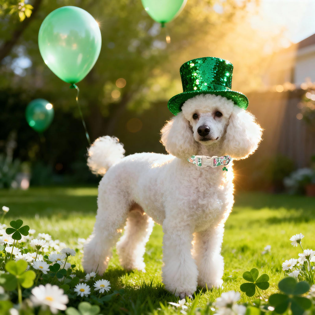 Babole Pet St Patricks Day Dog Collar for Giant Large Dogs - Cute Pastel Lucky Clover Dog Collars, Lightweight Adjustable Irish Green Festival Dogs Collars with Quick Release Buckle XL