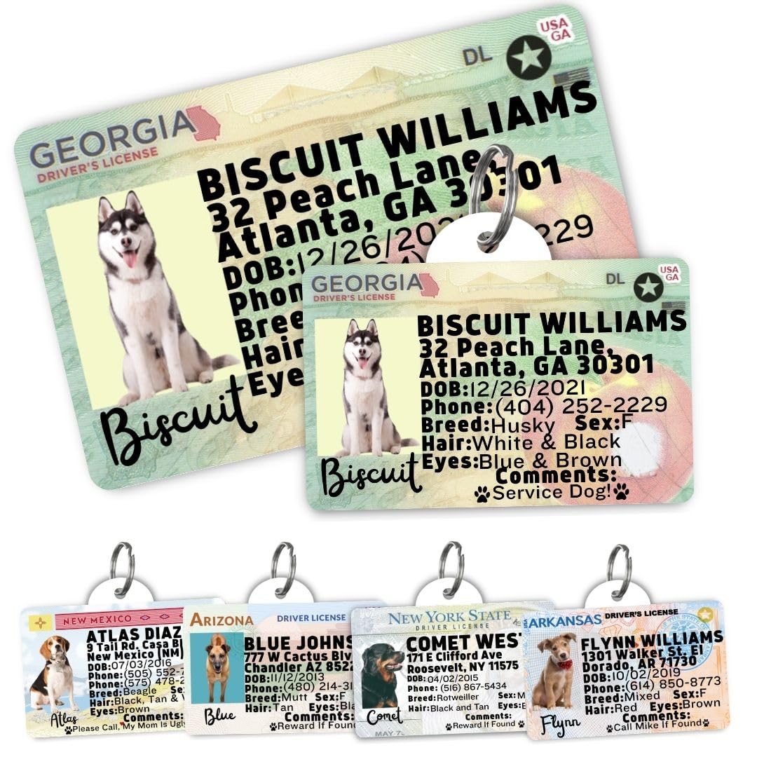 Dog Tags Personalized, Dog ID License Tag for Pets (Arizona, Wallet Card)
