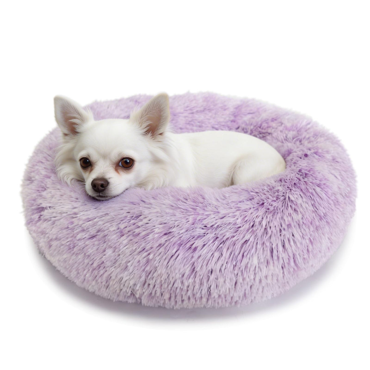 nononfish Round Calming Dog Bed,Plush Donut Pet Bed for Small Dogs
