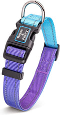 Roses&Poetry Reflective Dog Collar with Gradient Violet, Adjustable Durable Pet Collars for Small Medium Large Dogs (Violet-M)