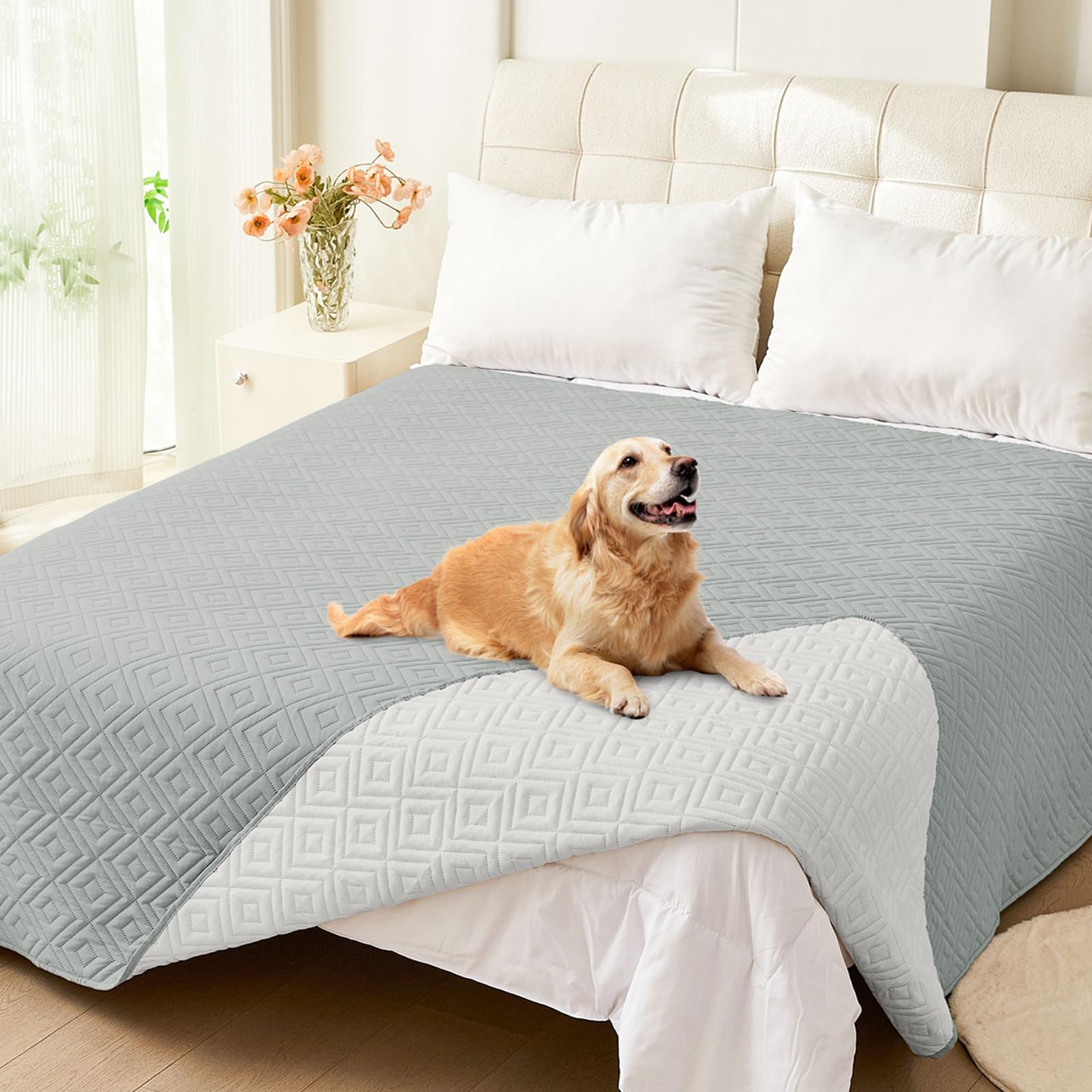 hyha Waterproof Reversible Dog Blanket, Pet Blanket for Sofa Couch — 82x82 Inch