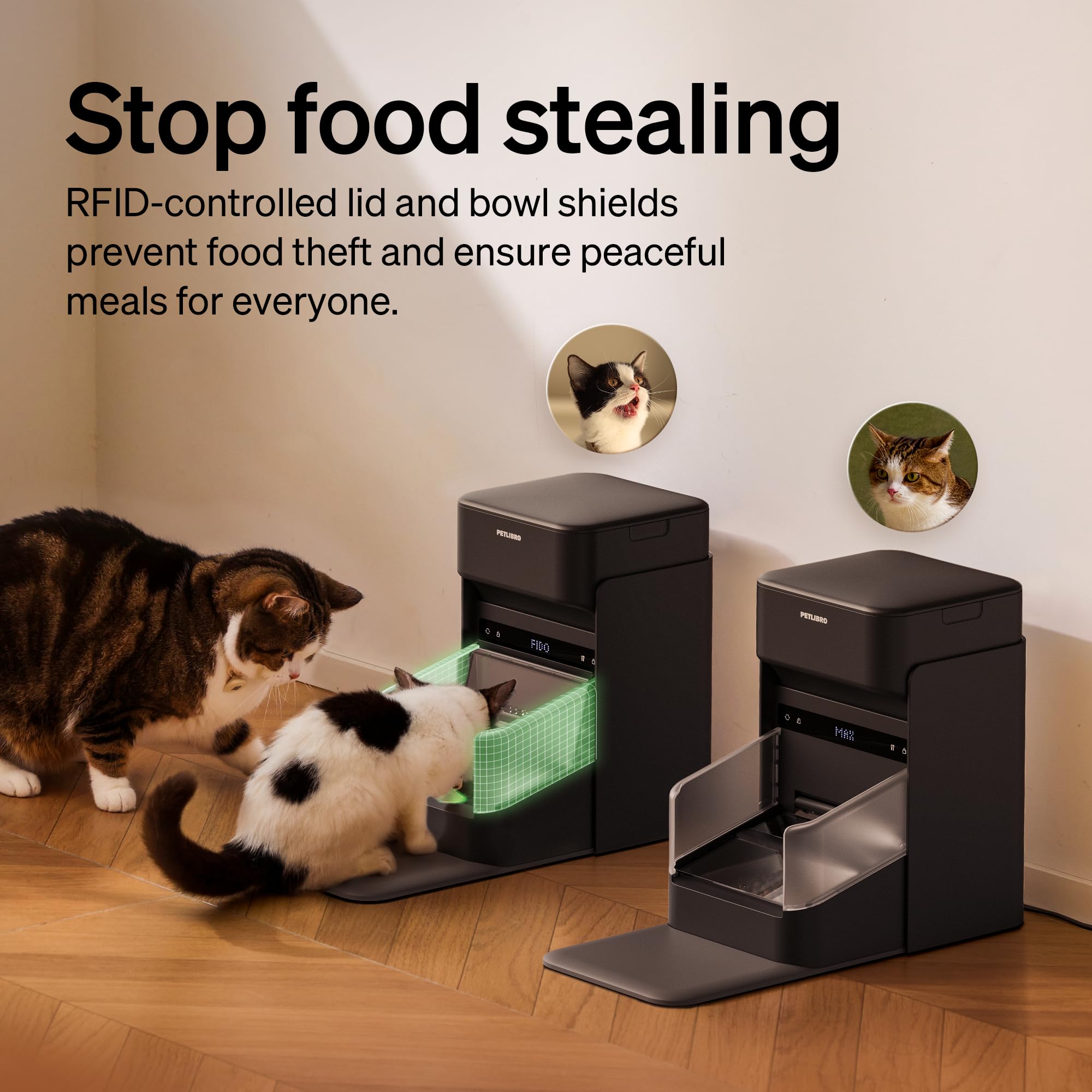 PETLIBRO RFID Automatic Cat Feeder, Collar Sensor for Personalized Meals, Cats Recognition, Diet Tracking and Anti-Stealing for Multi-Pets Homes and Different Diets, Wi-Fi Programmable Food Dispenser