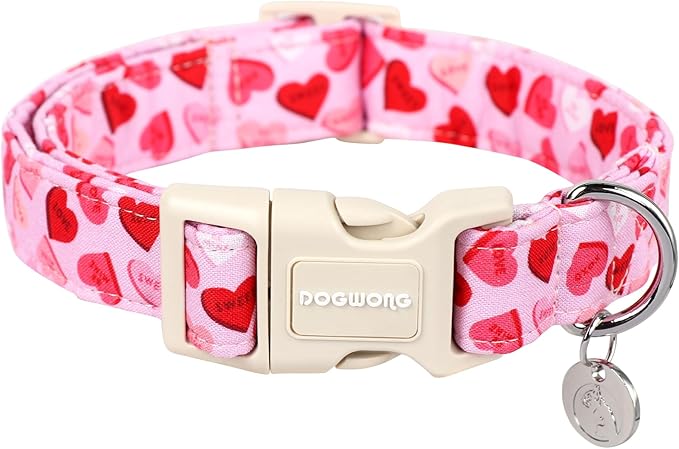 DOGWONG Cotton Hemp Dog Collar, Heavy-Duty Christmas Green Dog Collar Adjustable Soft Natural Fabric Pet Dog Collar Cute Holiday Puppy Necklace for Small Medium Large Dogs — Large