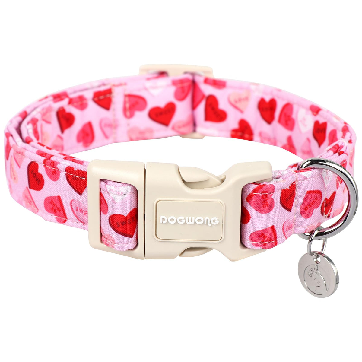 DOGWONG Cotton Hemp Dog Collar, Heavy-Duty Black Dog Collar Adjustable Soft Natural Fabric Pet Cute Wedding Puppy Necklace for Small Medium Large Dogs