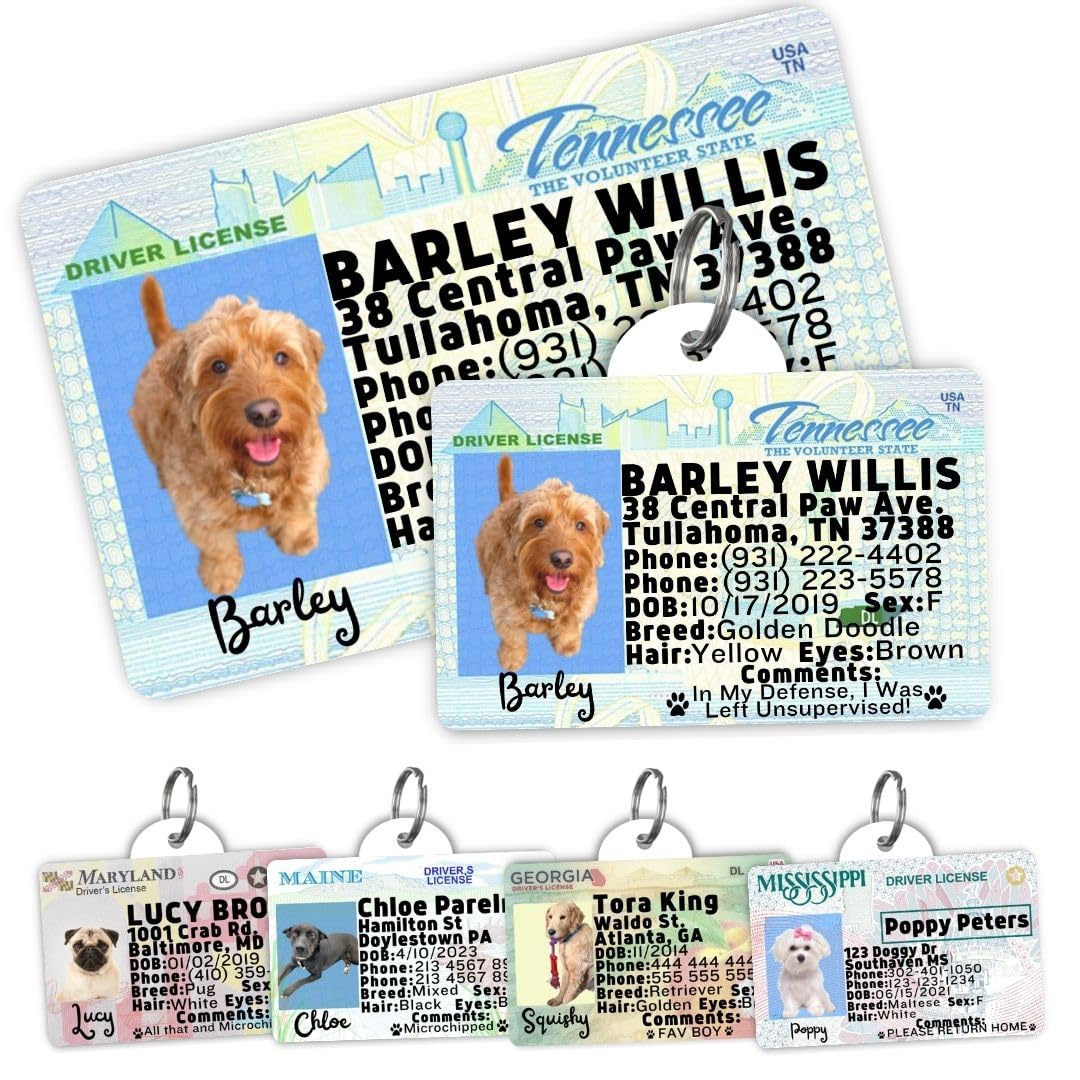 Dog Tags Personalized, Dog ID License Tag for Pets (Arizona, Wallet Card)
