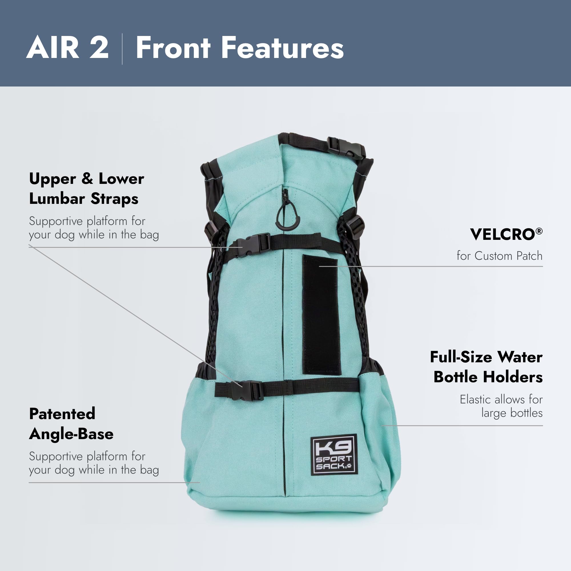 K9 Sport Sack Air 2 - Large, Summer Mint - Ideal for Dogs with 20-22” Back Length - Durable, Breathable Backpack-Style Carrier - Perfect for Walks, Short Hikes & Public Transportation