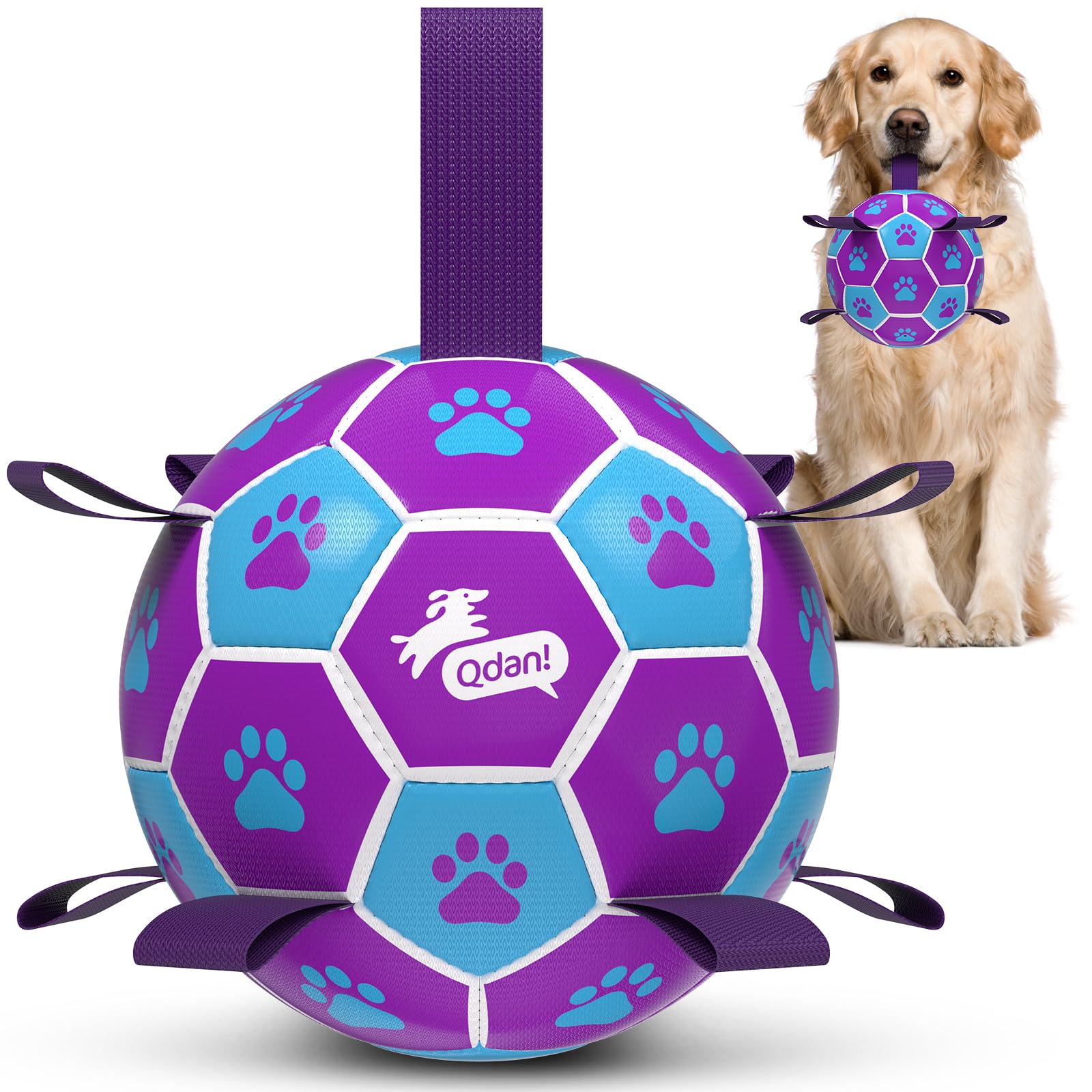 QDAN Dog Toy Soccer Ball, Durable Dog Balls for 30-90 lbs Small Medium Dogs