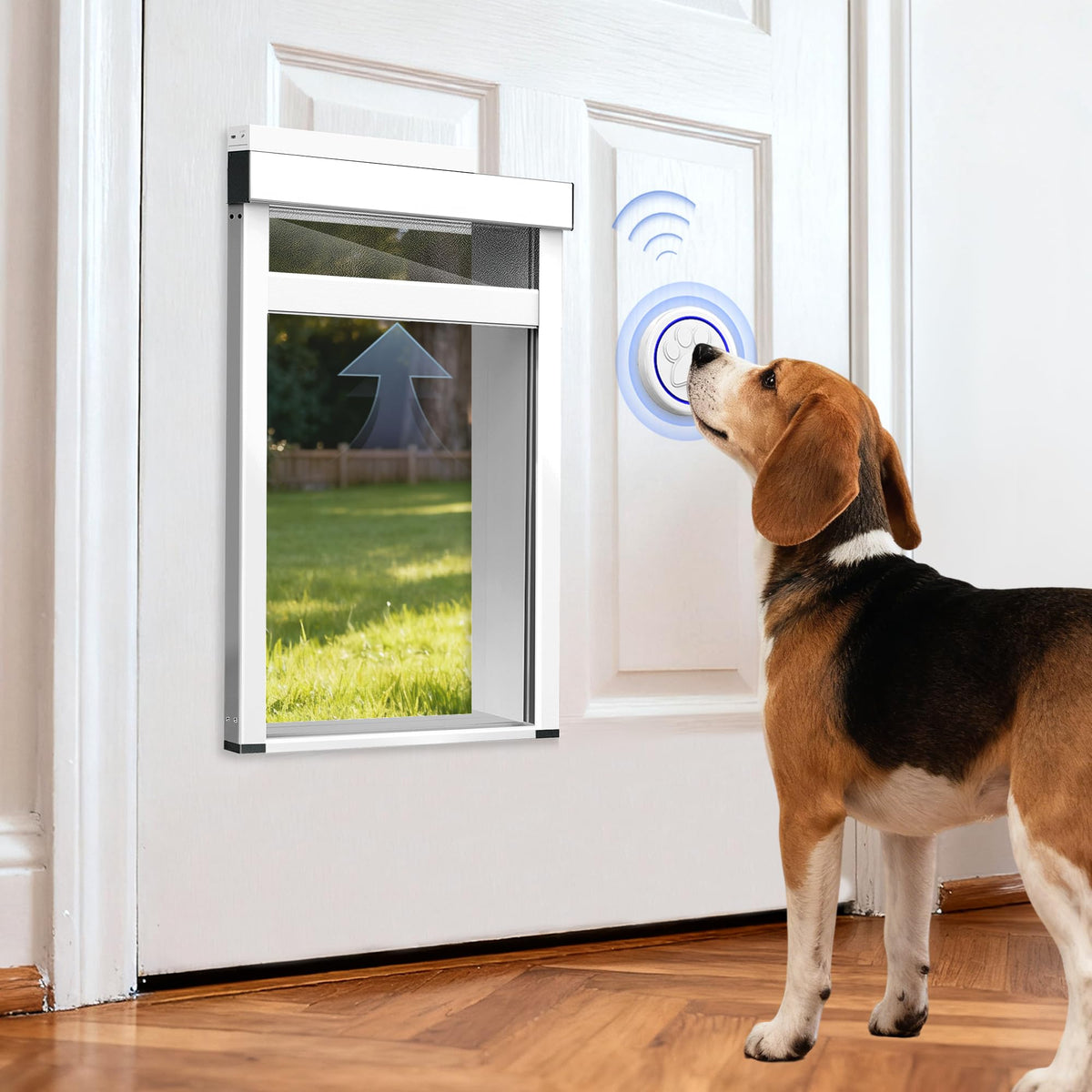 Automatic Dog Door for Door,Smart Dog Door with Doorbell Active,No Collar