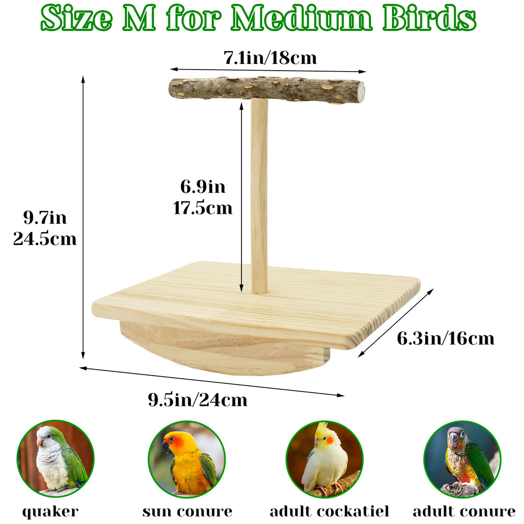 Jevnd Natural Wood Bird Perch Stand Training, Quaker Parrot Toys, Puzzle