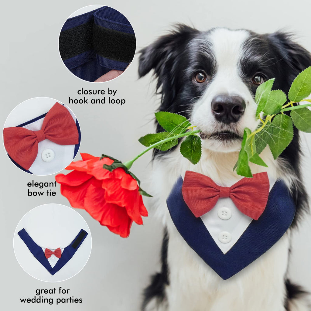 Dog Tuxedo Suit Bandanas Wedding Outfit with Bow Tie Collar for Large Dogs