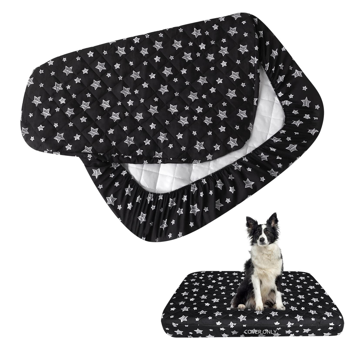 Waterproof Dog Bed Covers Replacement Lovely Grey Star Print, 35x44 Inches