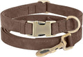 Genuine Leather Dog Collar - Adjustable Pet Collar with Quick Release Metal Buckle, Soft Skin Friendly Real Leather Collar for Small, Medium, Large Dogs (Dark Brown Collar + Rope, S：Fit 8-16" Neck)